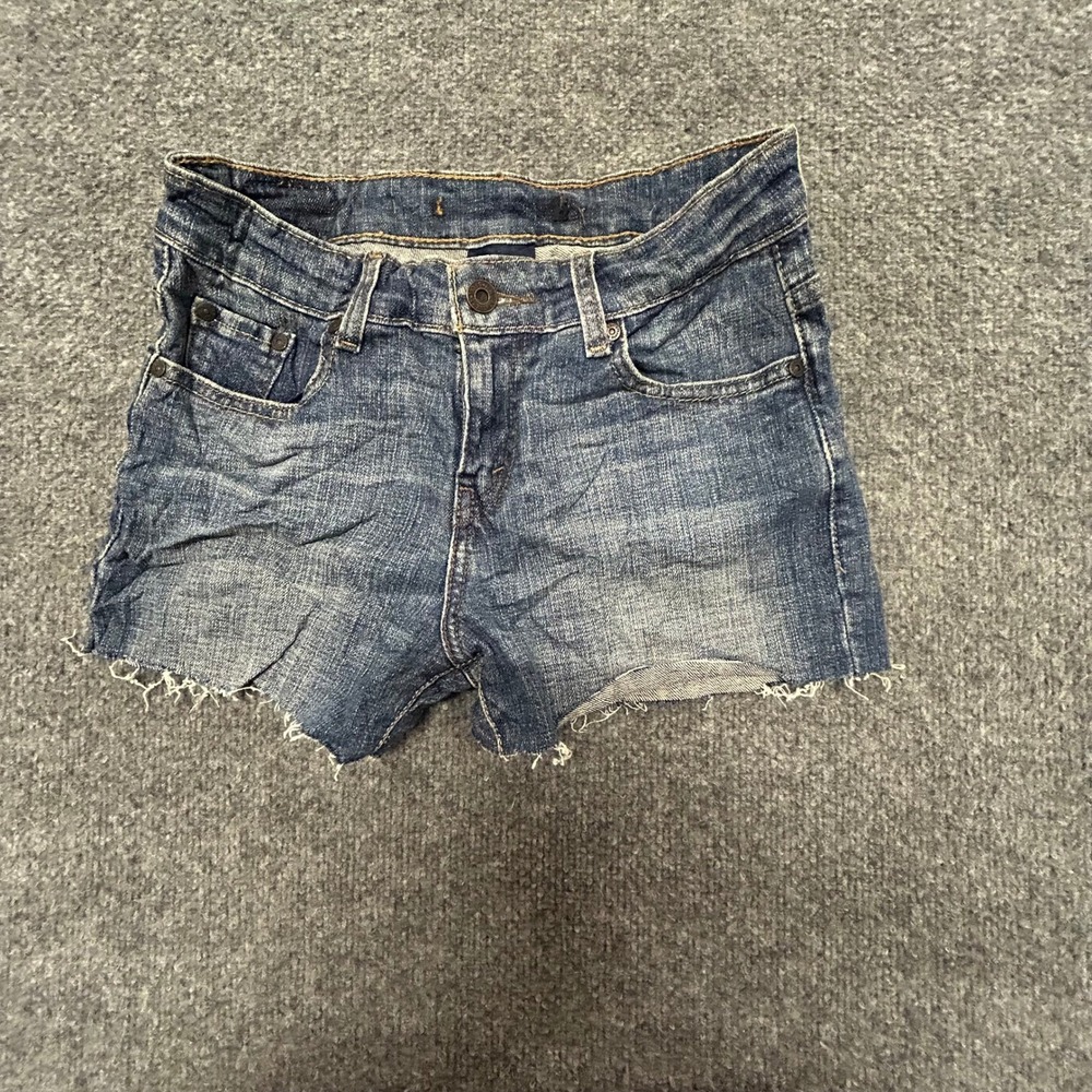 Levi's Shorts Womens Size 2 Blue Denim Cut Off Mid Rise Skinny Raw Hem Stretch